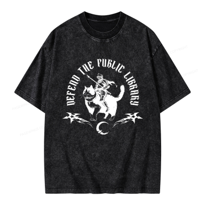 Pagewings Defend The Public Library Unisex Washed T-shirt