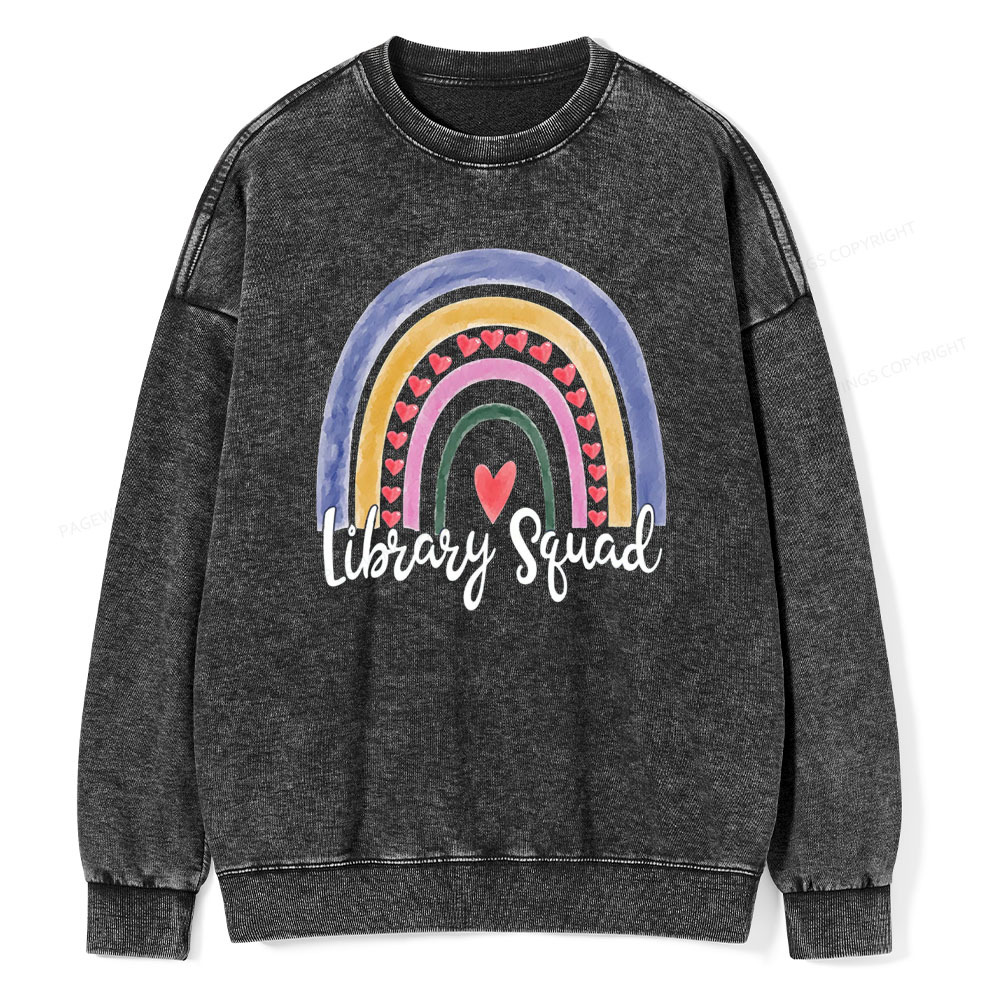 Pagewings Librarian Tee, Library Team Tee, Library Squad Shirt Unisex Washed Sweatshirt