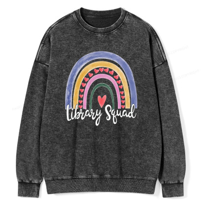 Pagewings Librarian Tee, Library Team Tee, Library Squad Shirt Unisex Washed Sweatshirt