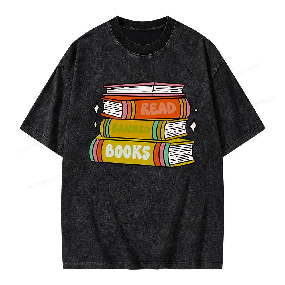 Pagewings Read Banned Books Unisex Washed T-shirt