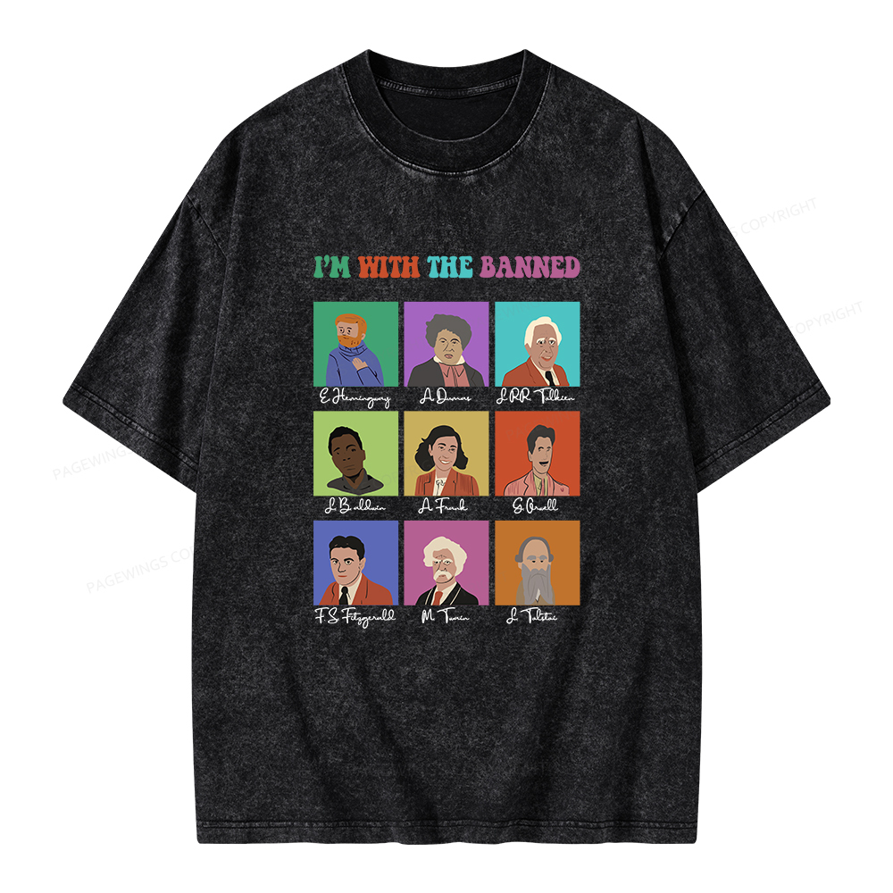 Pagewings I'm With The Banned Unisex Washed T-shirt