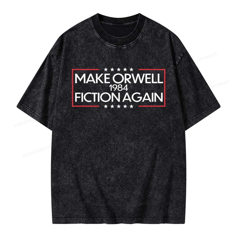 Pagewings Make Orwell Fiction Again Unisex Washed T-shirt
