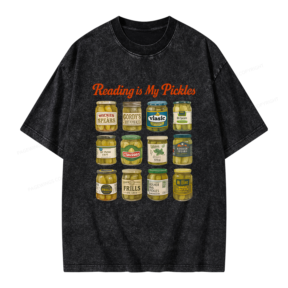 Pagewings Reading Is My Pickles Unisex Washed T-shirt