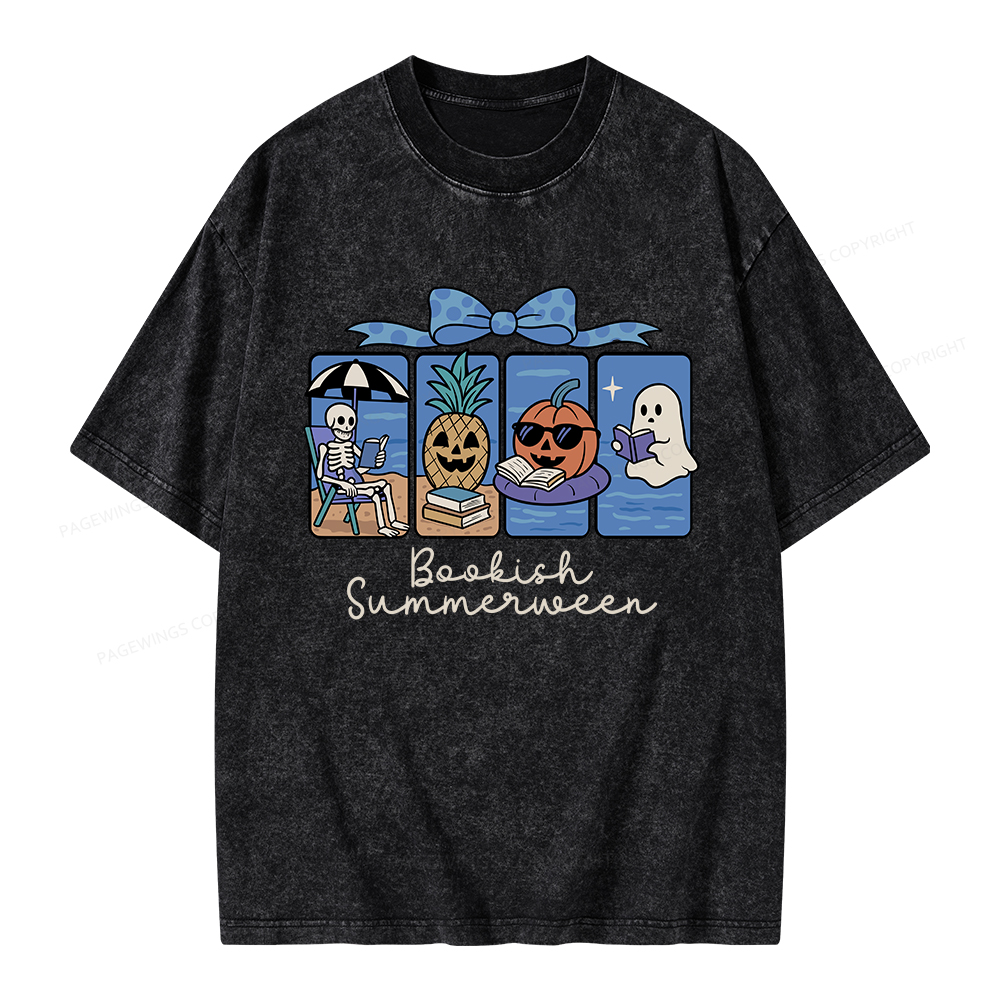 Pagewings Bookish Summerween Unisex Washed T-shirt