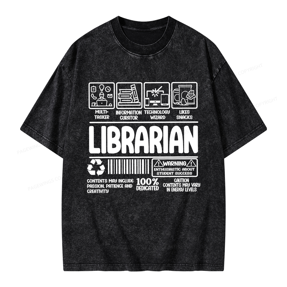 Pagewings Librarian Back To School Unisex Washed T-shirt