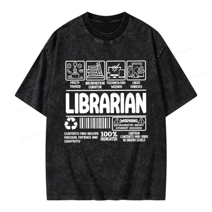 Pagewings Librarian Back To School Unisex Washed T-shirt