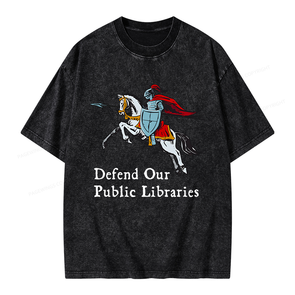 Pagewings Defend Our Public Libraries Unisex Washed T-shirt