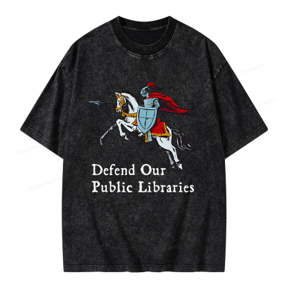 Pagewings Defend Our Public Libraries Unisex Washed T-shirt