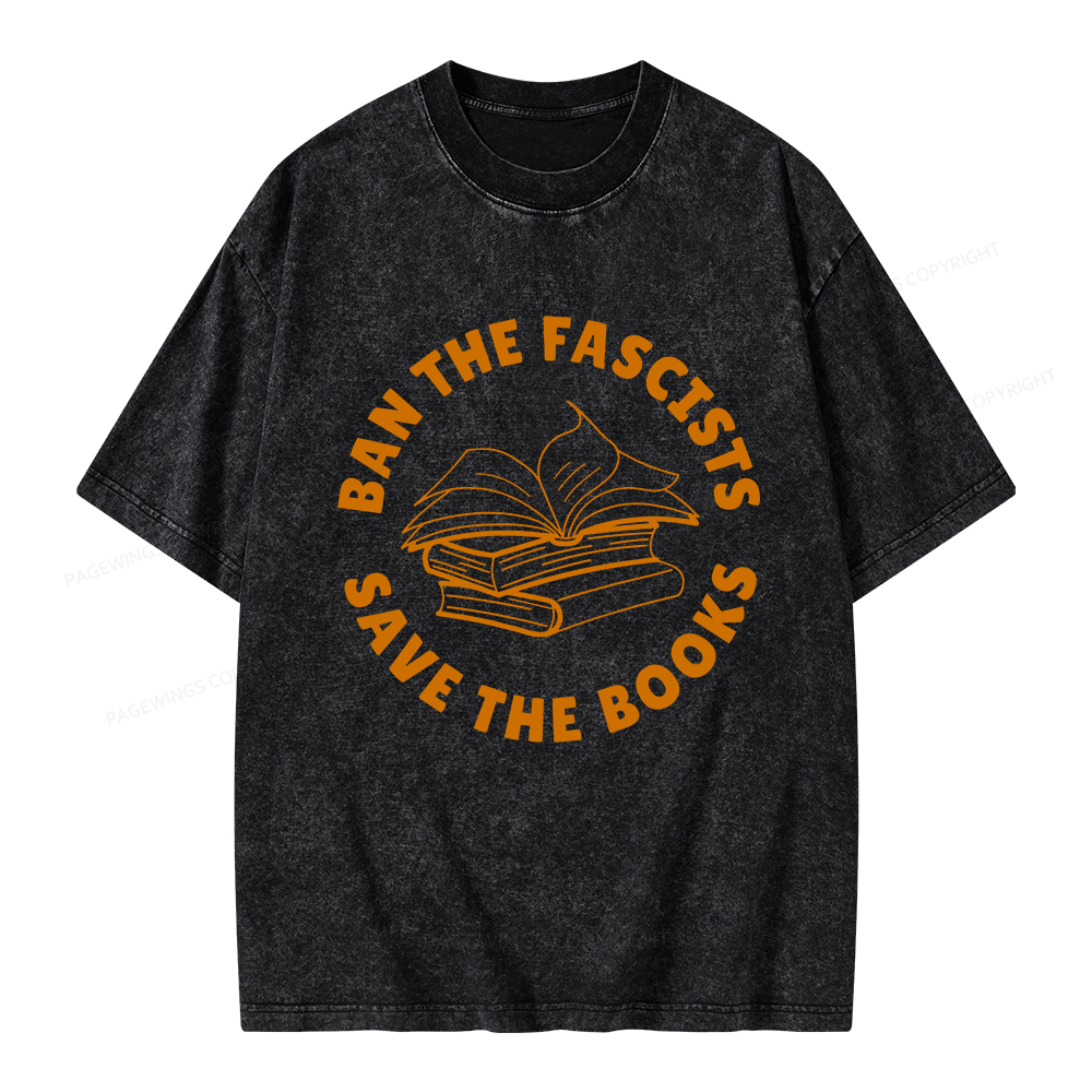 Pagewings Ban The Fascists Save The Books Unisex Washed T-shirt
