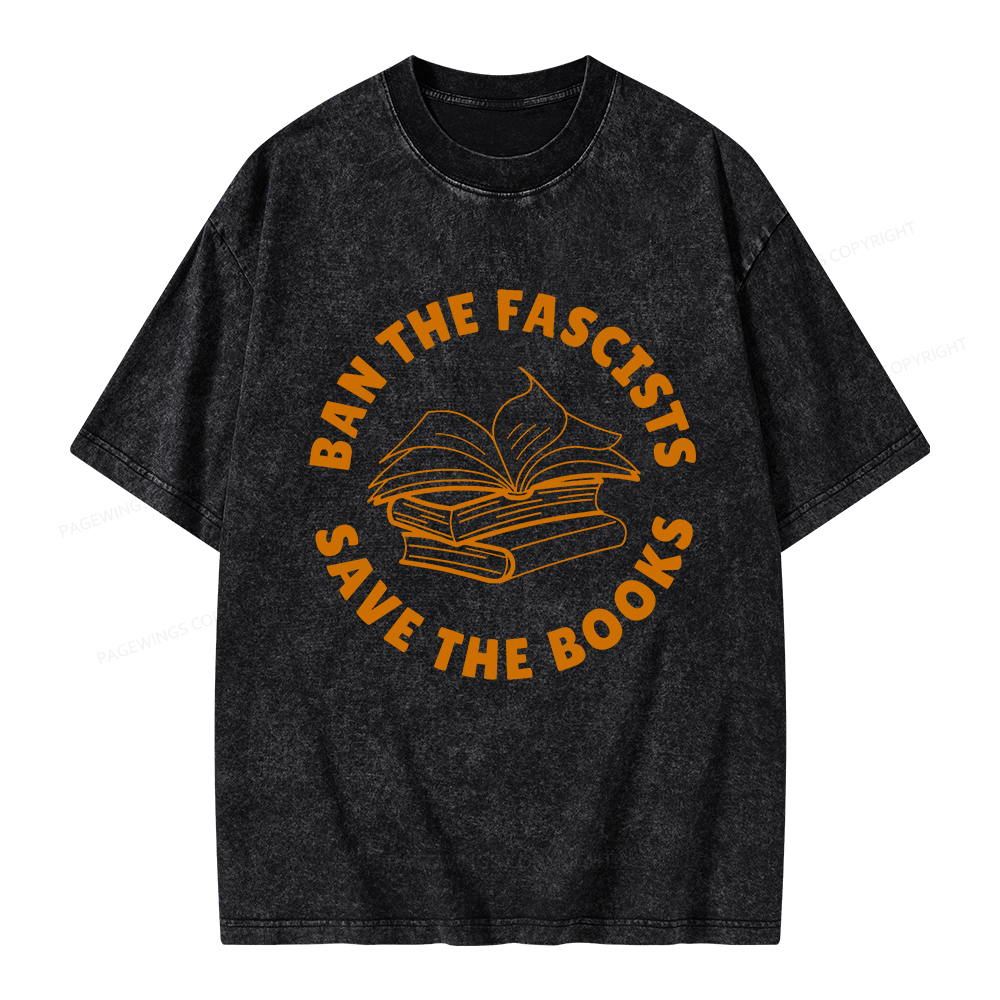 Pagewings Ban The Fascists Save The Books Unisex Washed T-shirt