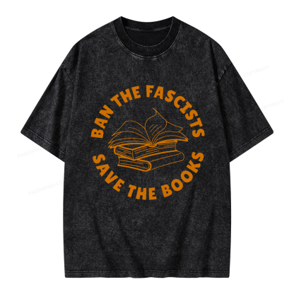 Pagewings Ban The Fascists Save The Books Unisex Washed T-shirt