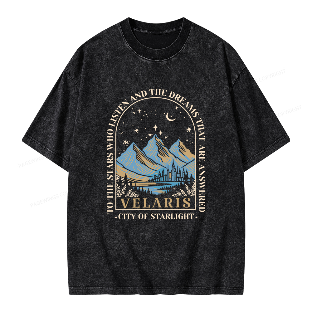 Pagewings Velaris City of Starlight Bookish Unisex Washed T-shirt