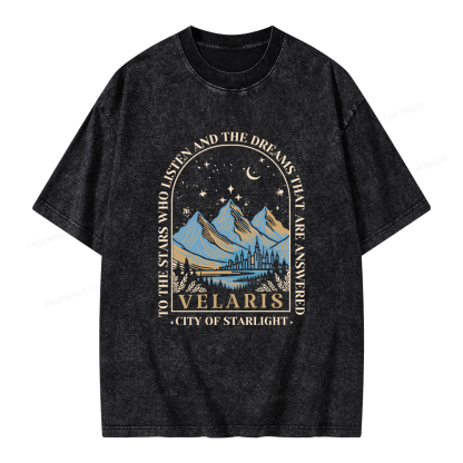 Pagewings Velaris City of Starlight Bookish Unisex Washed T-shirt