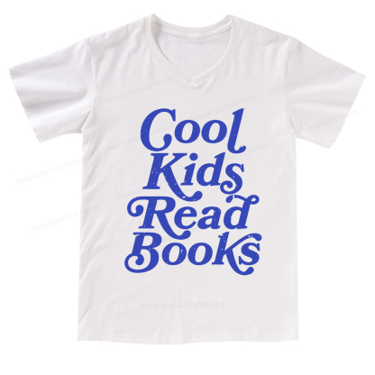 Pagewings Cool Kids Read Books V-neck T-shirt