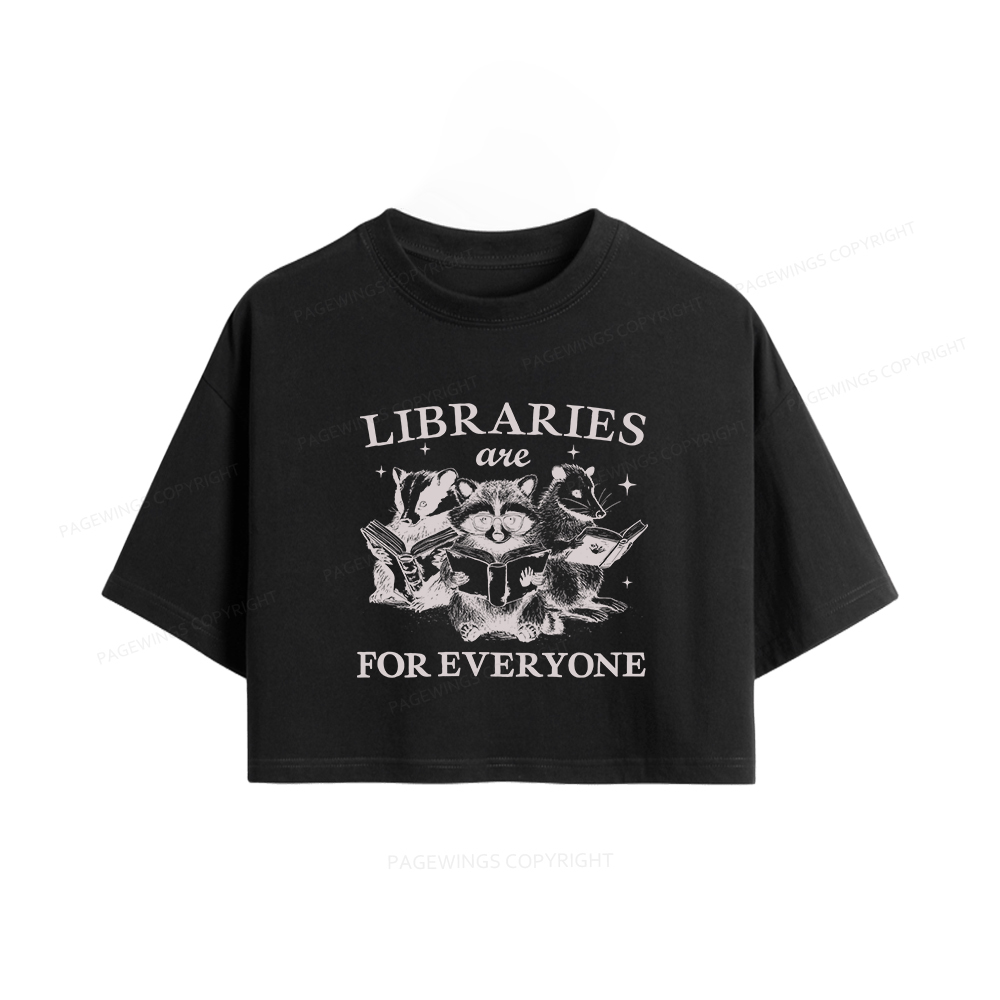 Pagewings Libraries Are For Everyone Women Crop Tops