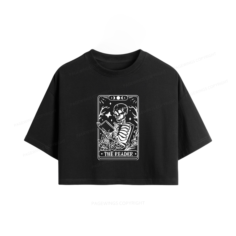 Pagewings Halloween The Reader Tarot Card Women Crop Tops