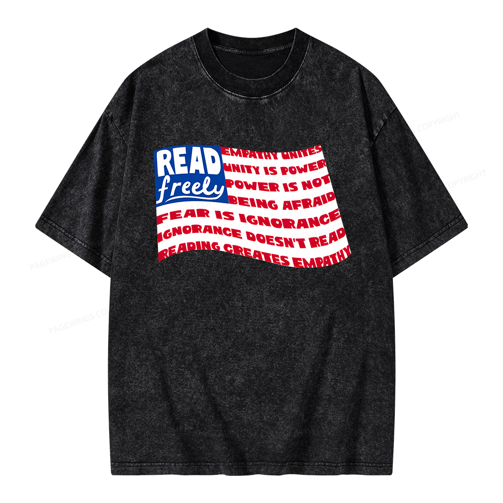 Pagewings Read Freely Empathy Unites Unisex Washed T-shirt
