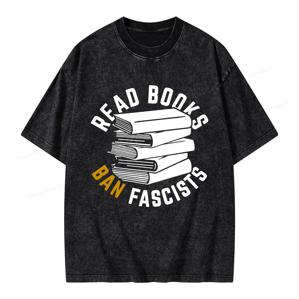 Pagewings Read Books Ban Fascists Unisex Washed T-shirt