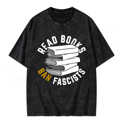 Pagewings Read Books Ban Fascists Unisex Washed T-shirt