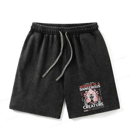 Pagewings A Well-Read Woman is A Dangerous Creature Unisex Washed Shorts