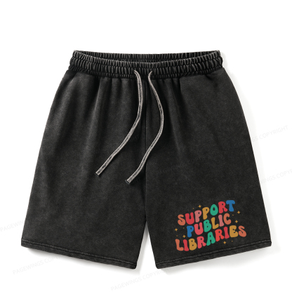 Pagewings Public Library Unisex Washed Shorts
