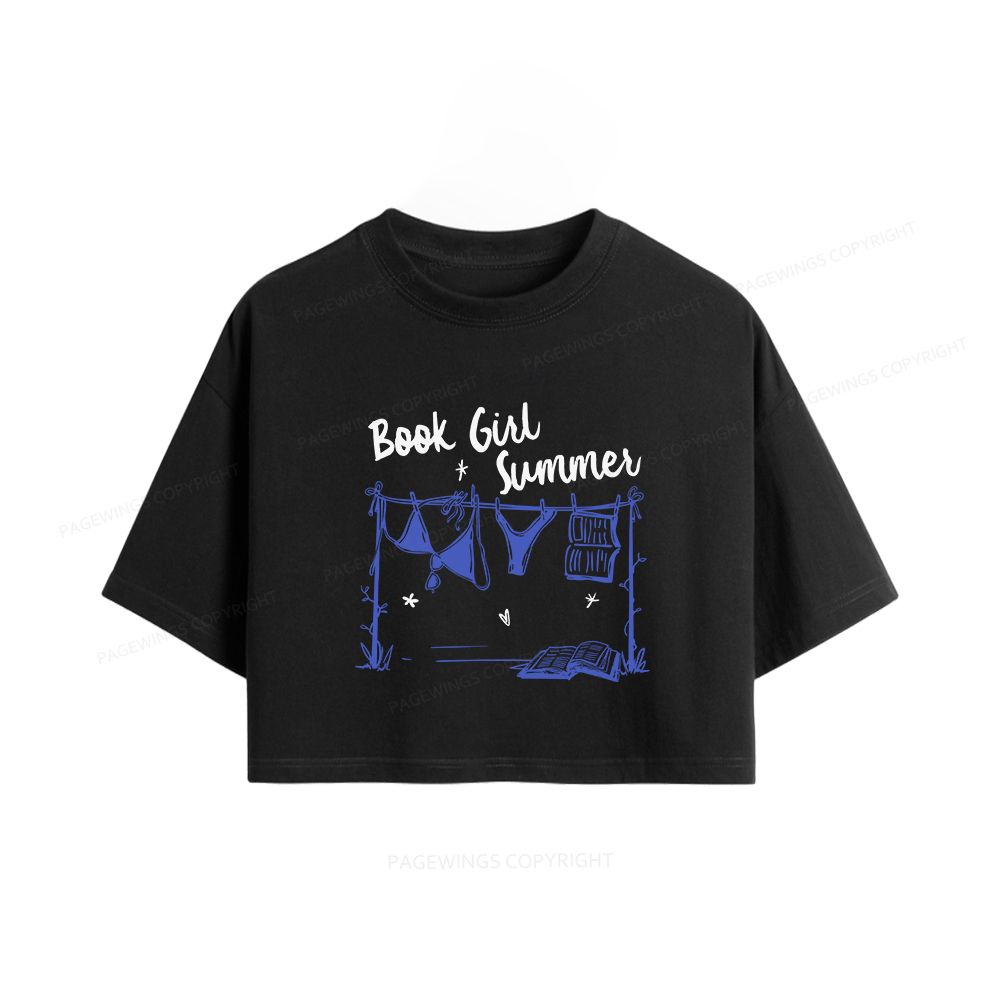 Pagewings Book Girl Summer Bookish Women Crop Tops