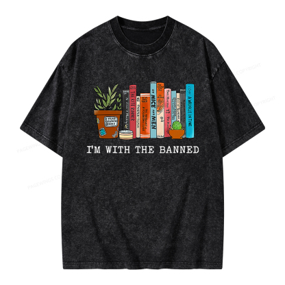 Pagewings I'm With The Banned Reading Book Unisex Washed T-shirt