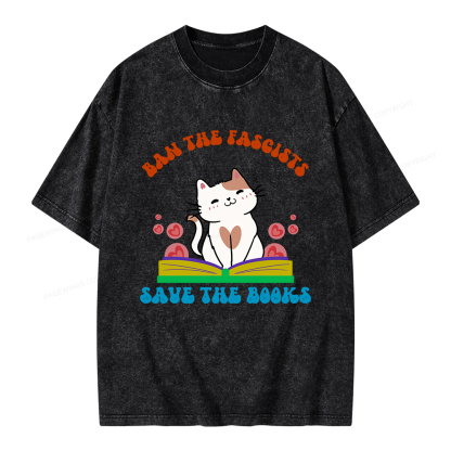 Pagewings Ban The Fascists Save The Books Unisex Washed T-shirt
