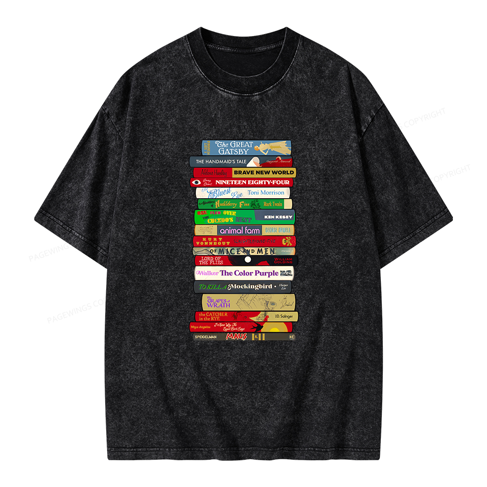 Pagewings Classic Banned Books Unisex Washed T-shirt