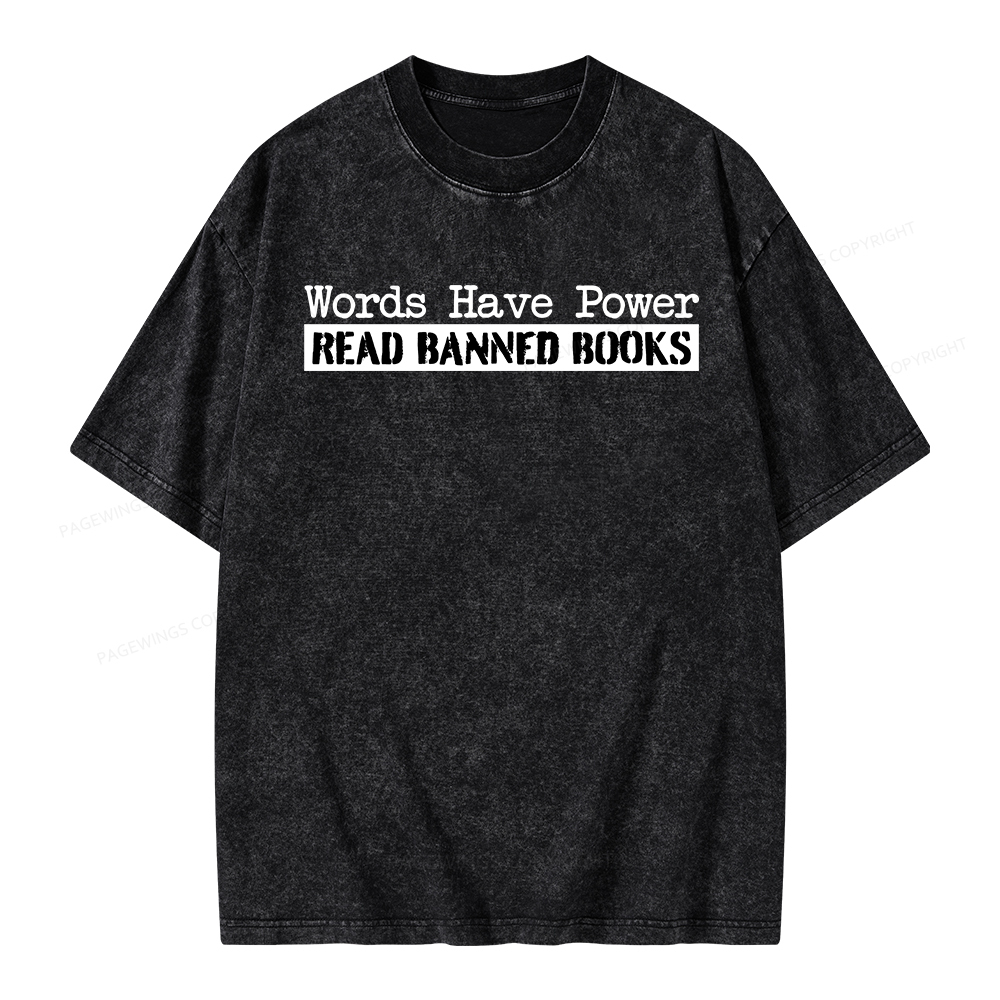 Pagewings Words Have Power Read Banned Books Unisex Washed T-shirt