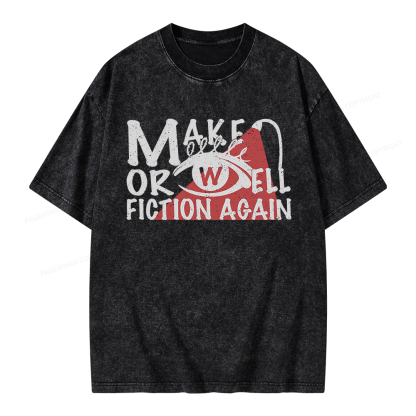 Pagewings Make Orwell Fiction Again Unisex Washed T-shirt