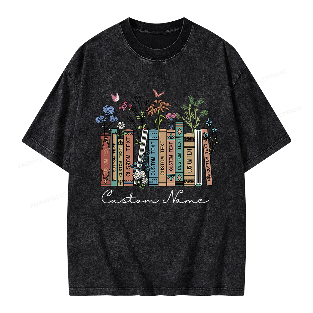 Pagewings Personalized Name Text Unisex Washed T-shirt