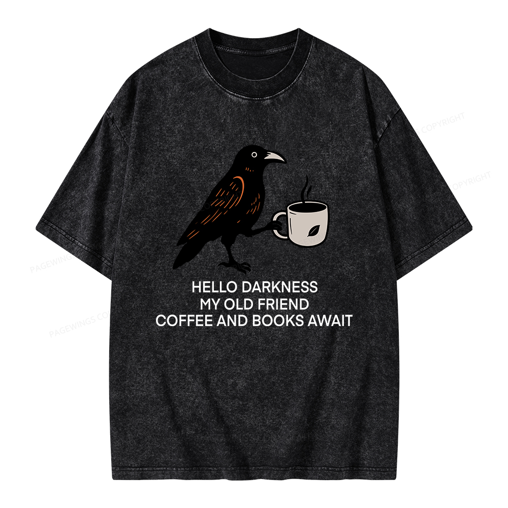Pagewings Coffee And Books Await Unisex Washed T-shirt