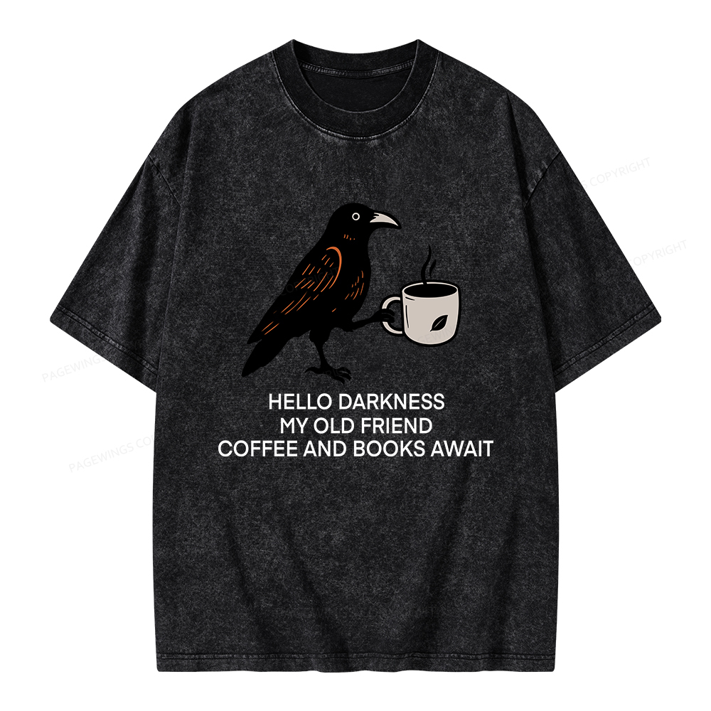 Pagewings Coffee And Books Await Unisex Washed T-shirt