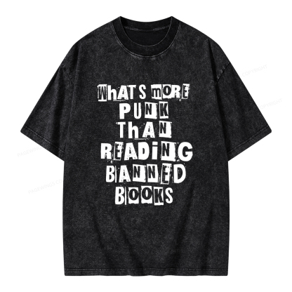 Pagewings What’s More Punk Than Reading Banned Books Unisex Washed T-shirt
