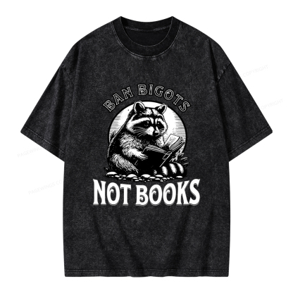 Pagewings Ban Bigots Not Books Unisex Washed T-shirt