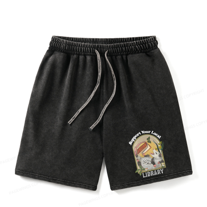 Pagewings Library Readers Make Leaders Jersey Unisex Washed Shorts