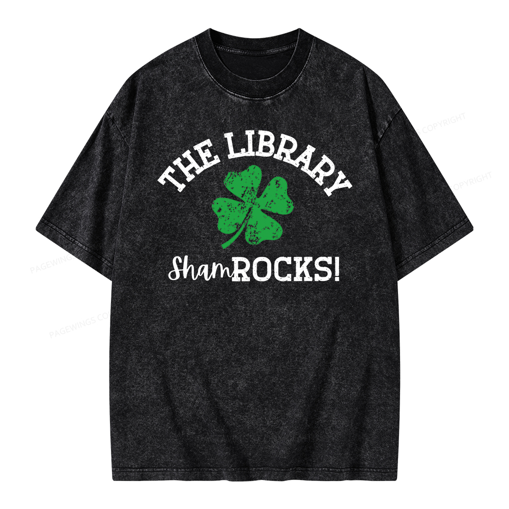 Pagewing Librarian Gift, Shamrock Shirt Unisex Washed T-shirt