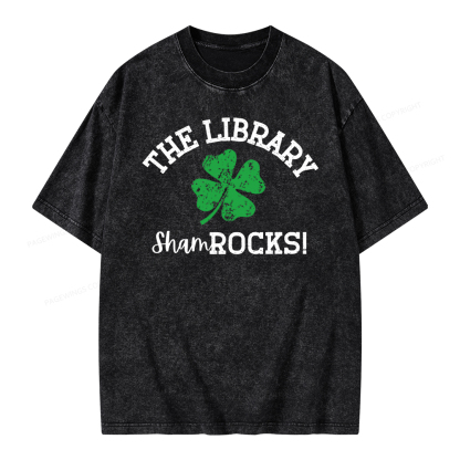 Pagewing Librarian Gift, Shamrock Shirt Unisex Washed T-shirt