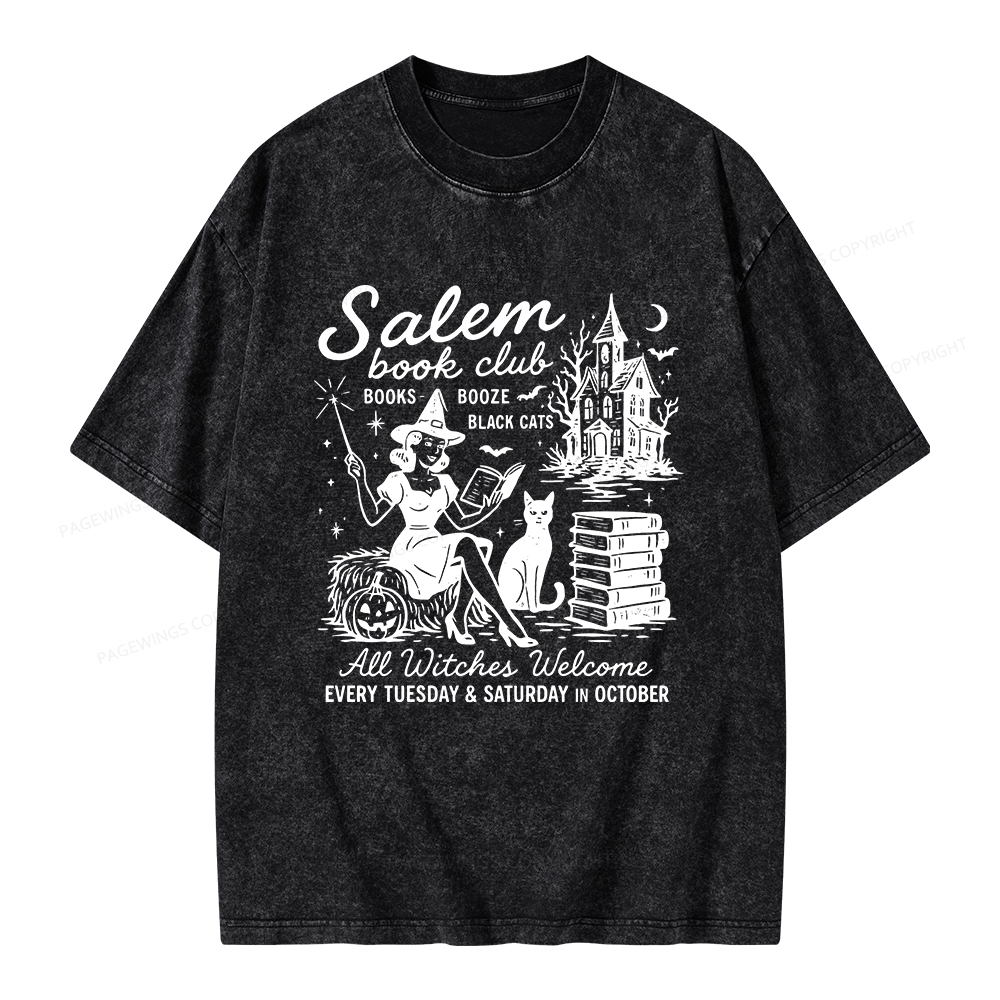 Pagewings Salem Book Club Unisex Washed T-shirt