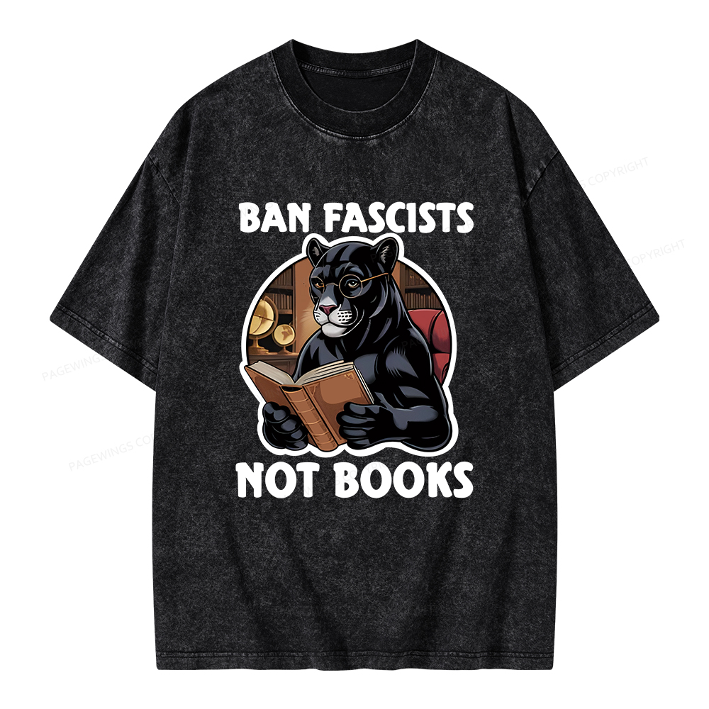 Pagewings Ban Fascists Not Books Unisex Washed T-shirt