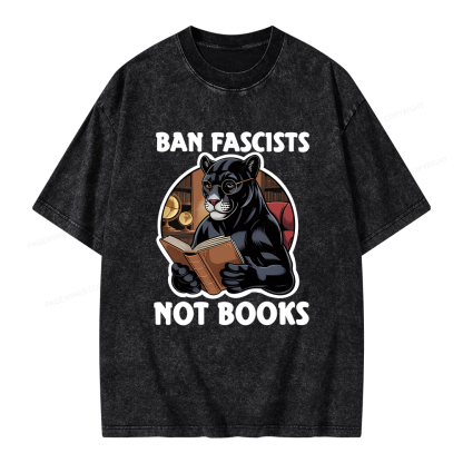 Pagewings Ban Fascists Not Books Unisex Washed T-shirt