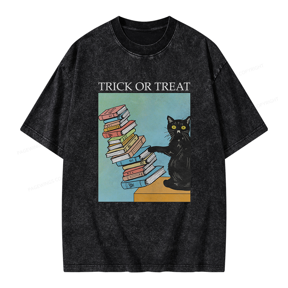 Pagewings Trick or Treat Unisex Washed T-shirt