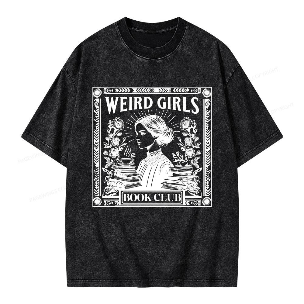 Pagewings Weird Girls Book Club Unisex Washed T-shirt