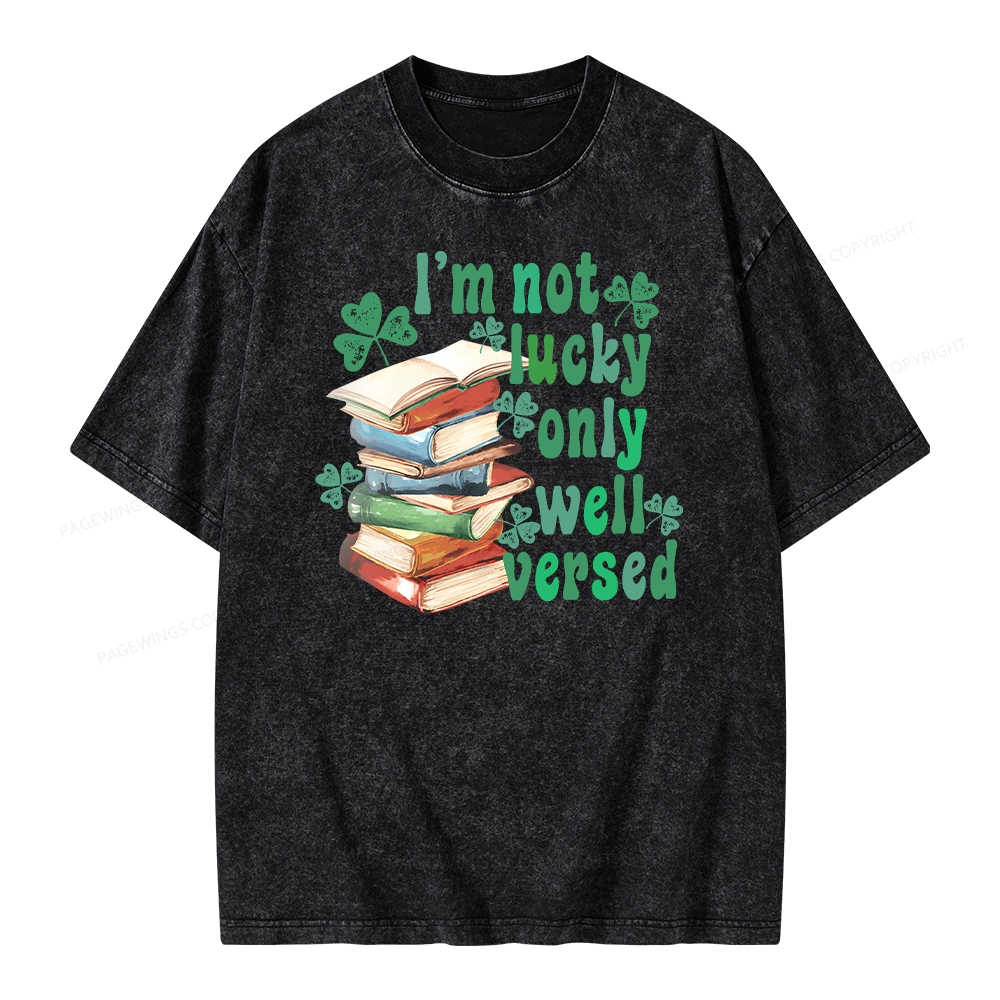 Pagewing St Patty Day Trendy Retro Book Shamrock Shirt Unisex Washed T