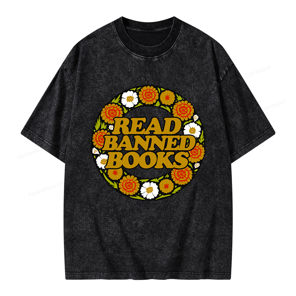 Pagewings Read Banned Books Unisex Washed T-shirt