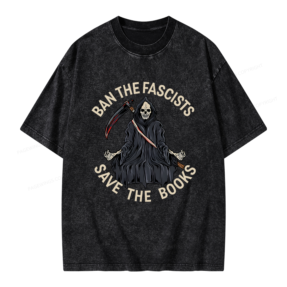 Pagewings Ban The Fascists Save The Books Unisex Washed T-shirt