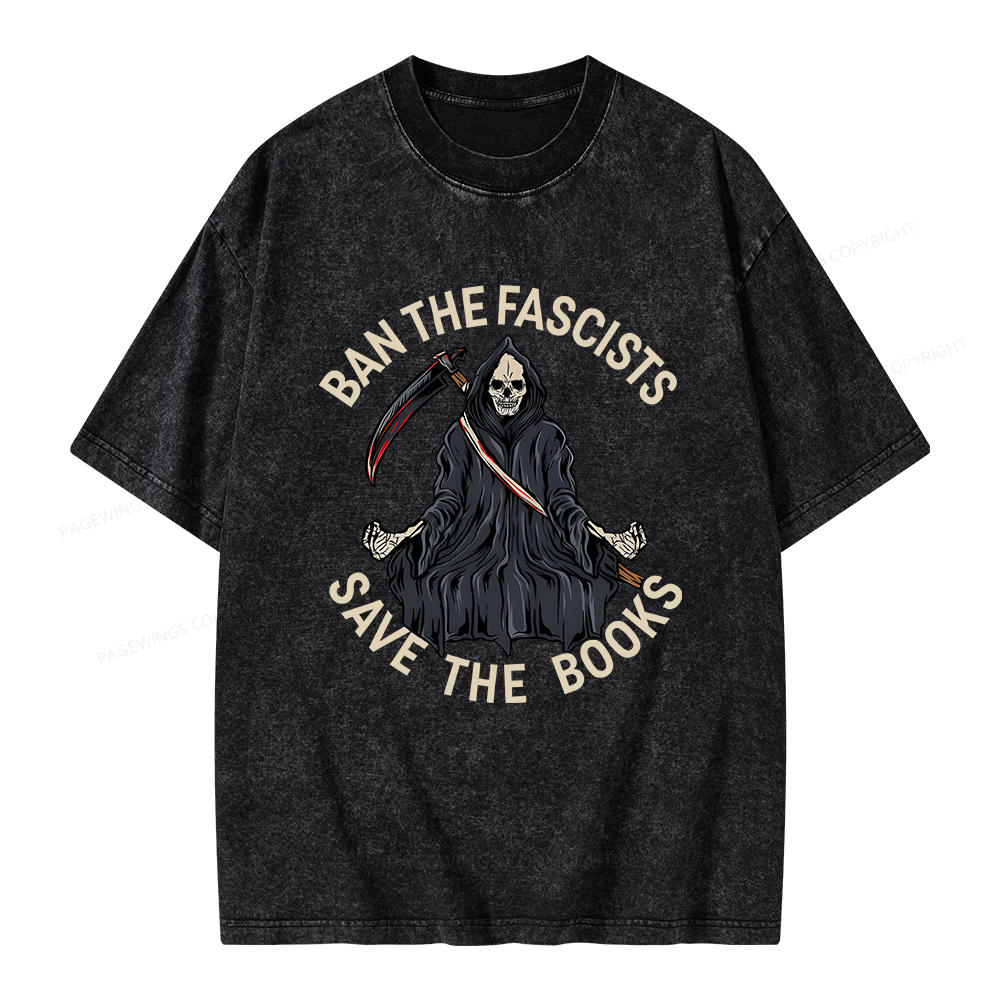Pagewings Ban The Fascists Save The Books Unisex Washed T-shirt