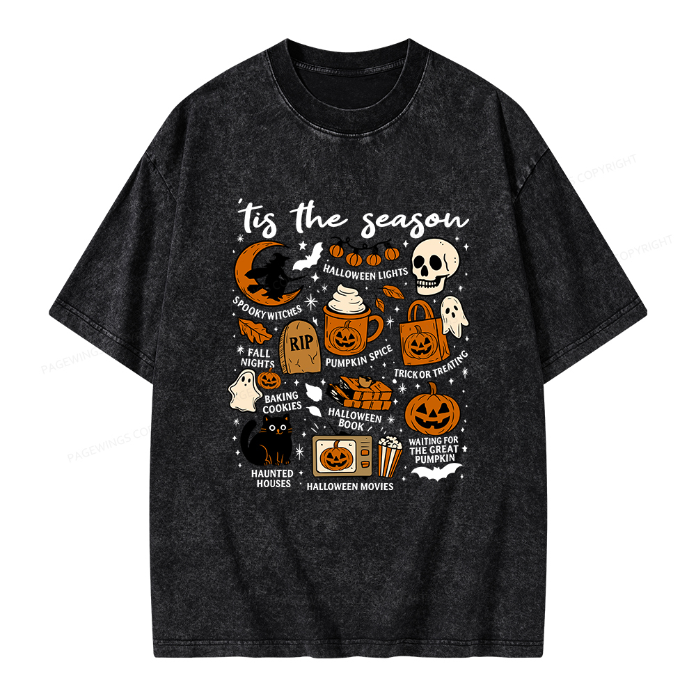 Pagewings Halloween Tis The Season Unisex Washed T-shirt