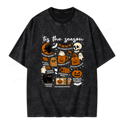 Pagewings Halloween Tis The Season Unisex Washed T-shirt